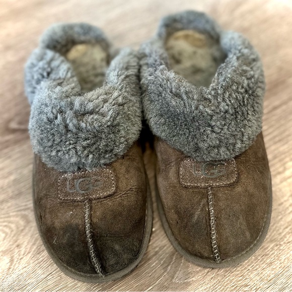 UGG Scuffette II Women’s Shearling Slippers Size 9 Brown/Grey - Picture 1 of 4